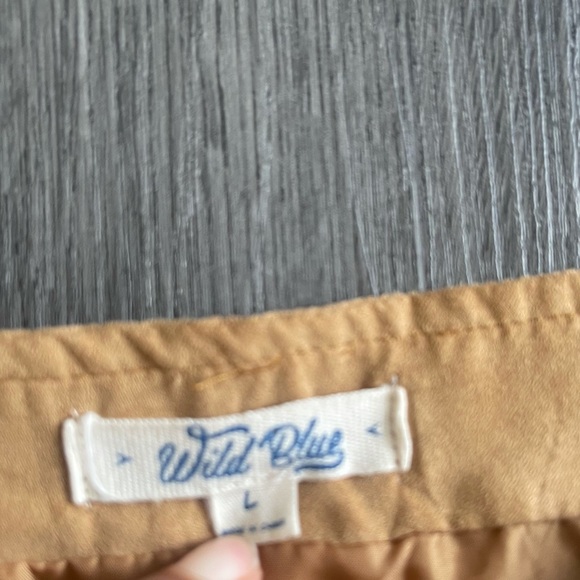 Wild Blue Sadie Robertson Collection Faux Suede Tan Mini Skirt Large Boho Y2K - Picture 3 of 7